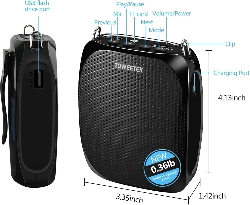 Rechargeable Mini Voice Amplifier with Adjustable Mic for Clear Communication
