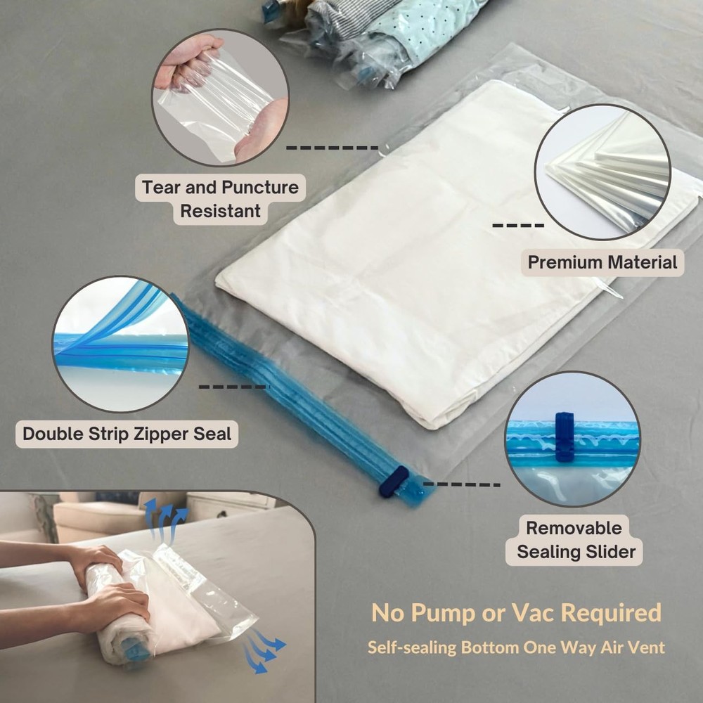 25 Pack Vacuum Storage Bags with Pump, Compression Space Saver for Comforter,...