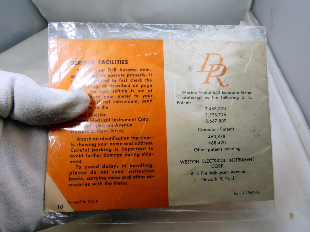 Weston Direct Reading Exposure Light Meter Instruction Manual Guide