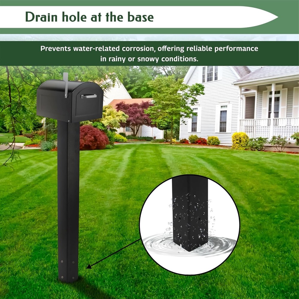 Mailbox Post - 43 x 4 x 4" - Mail Box Post for Outside Modern Mailbox - Black