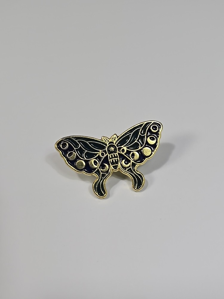 Butterfly Black With Moon Design Lapel Pin