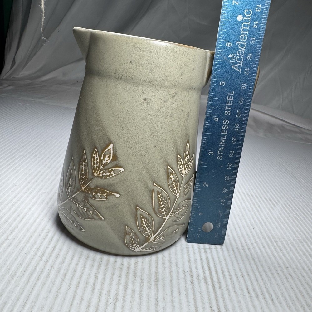 VTG 6” Pitcher With Leaf Wax Release Impressions Decorative
