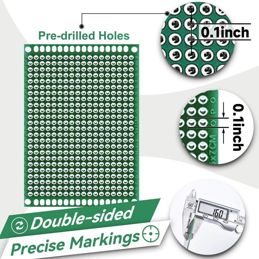 104Pcs Double Sided PCB Board Kit, Prototype Boards for DIY Soldering and Electr