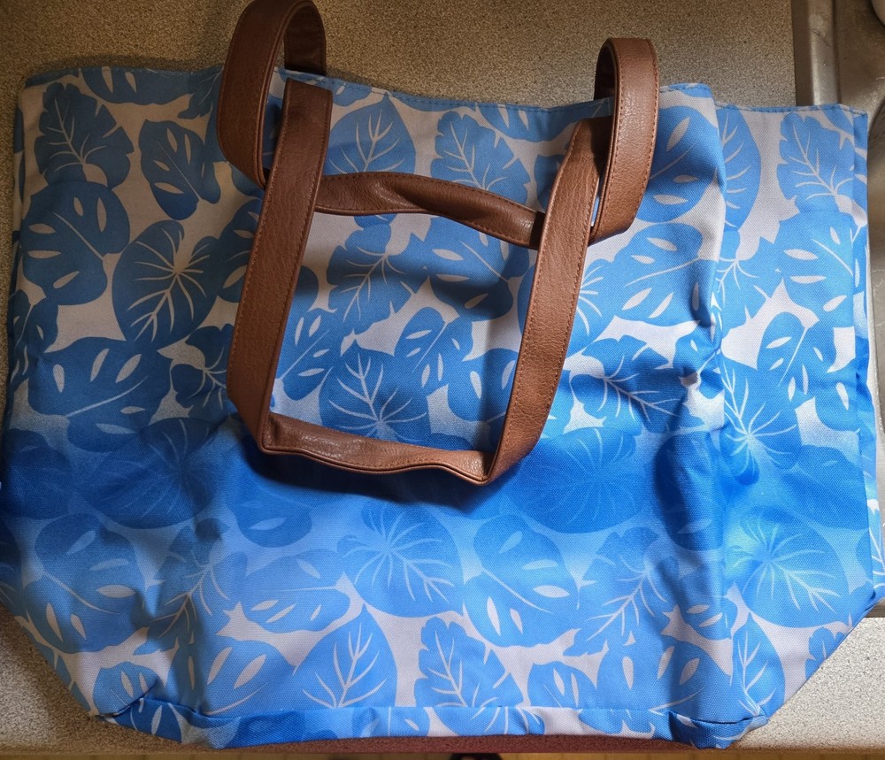 3pc Blue Polyester Beach Bag Set W/ Hat NIP