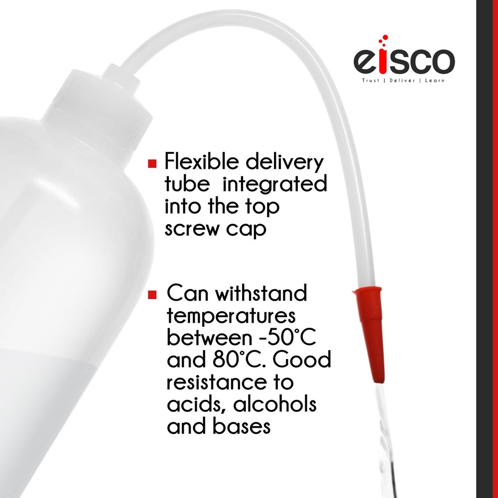 EISCO Wash Bottle, 250ml - Polyethylene - Translucent, Unbreakable - Screw Ca...