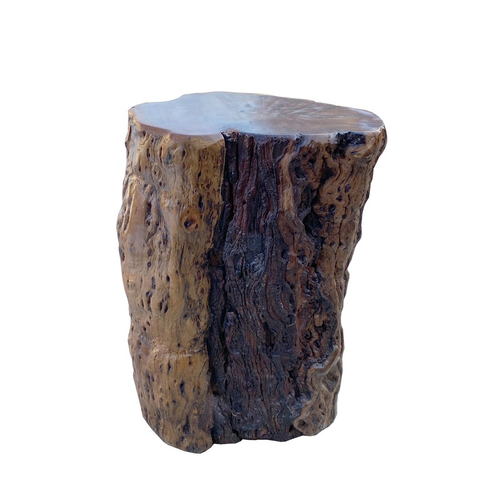 Raw Wood Rough Grain Finish Irregular Shape Short Stool Table cs7537