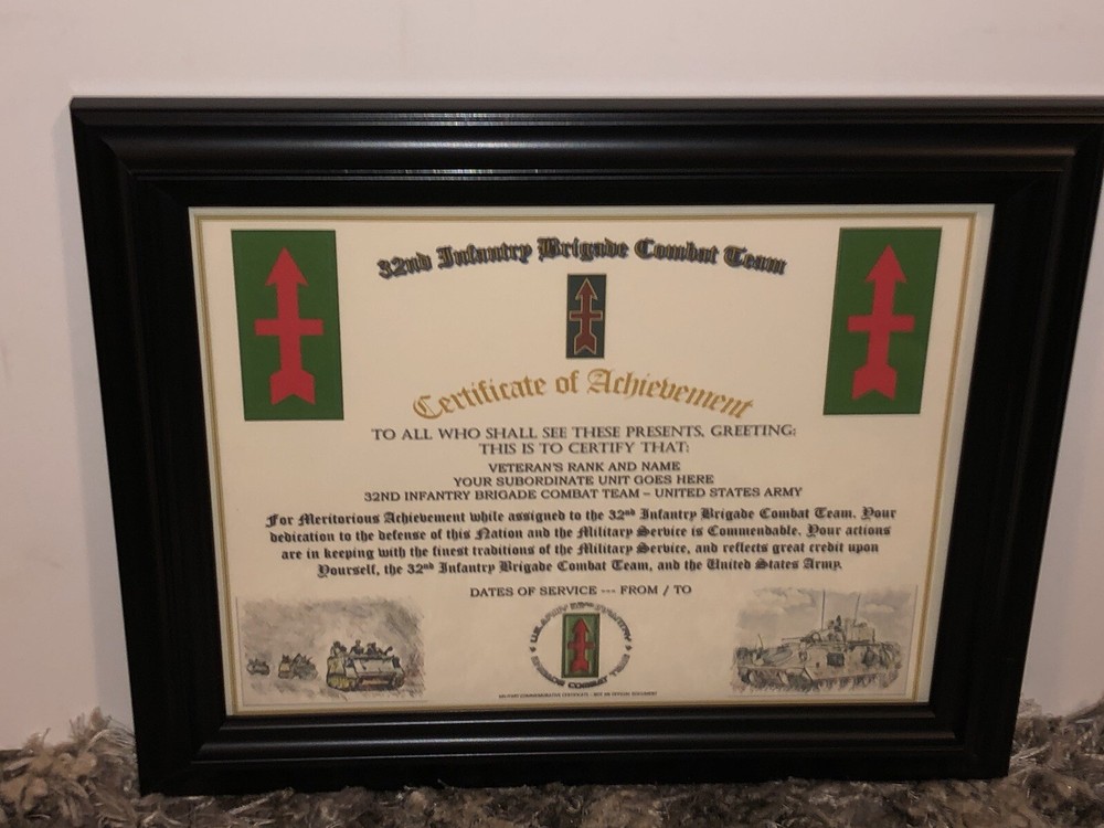 32ND INFANTRY BRIGADE COMBAT TEAM - COA / (COMMEMORATIVE CERTIFICATE)