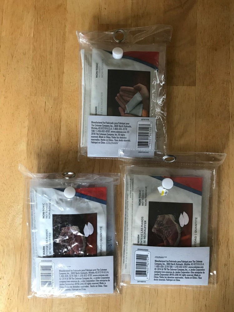 3x LOT Coleman Toe & Hand Warmers 4-Pack