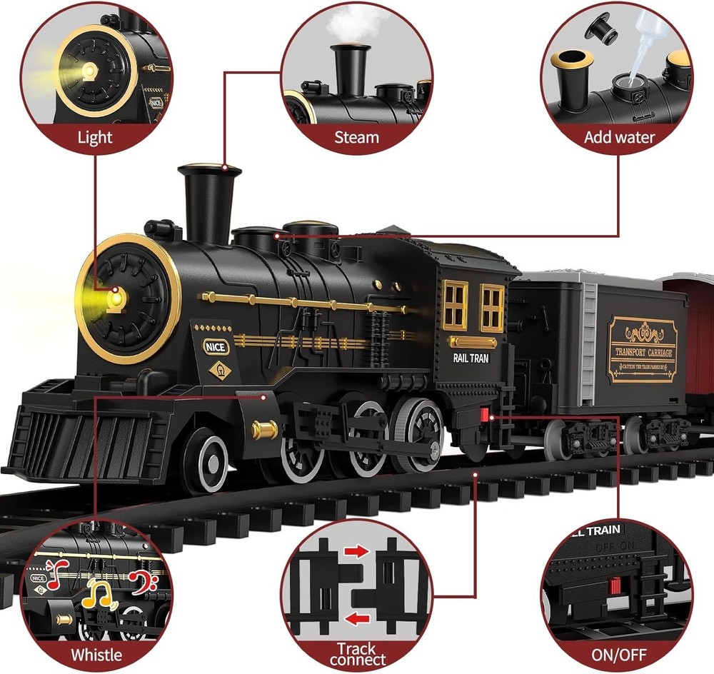 Vintage Train Set Toy w/ Passenger Carriage