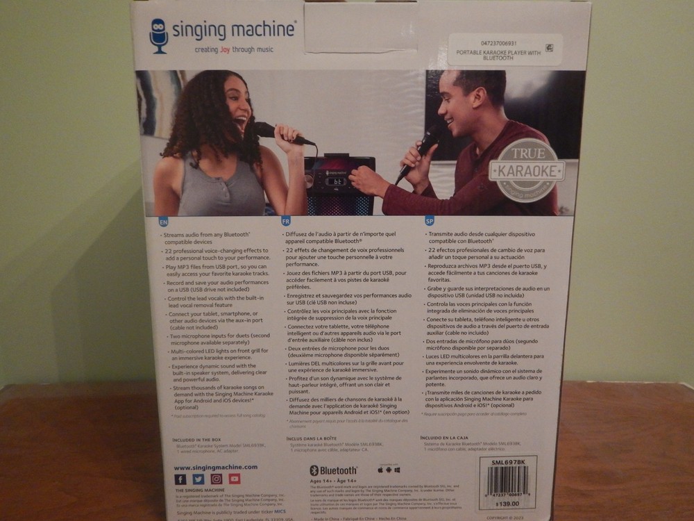 Waves Singing Machine Bluetooth Karaoke System | JC PENNEY EDITION W/ SECOND MIC