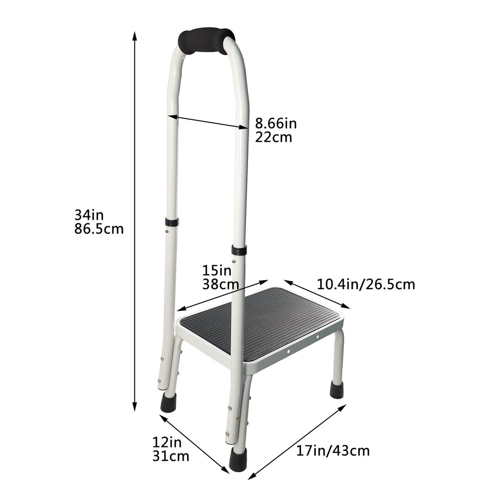 Step Stool with Handle for Ederly,Sturdy and Lightweight Stool with Anti-Skid...