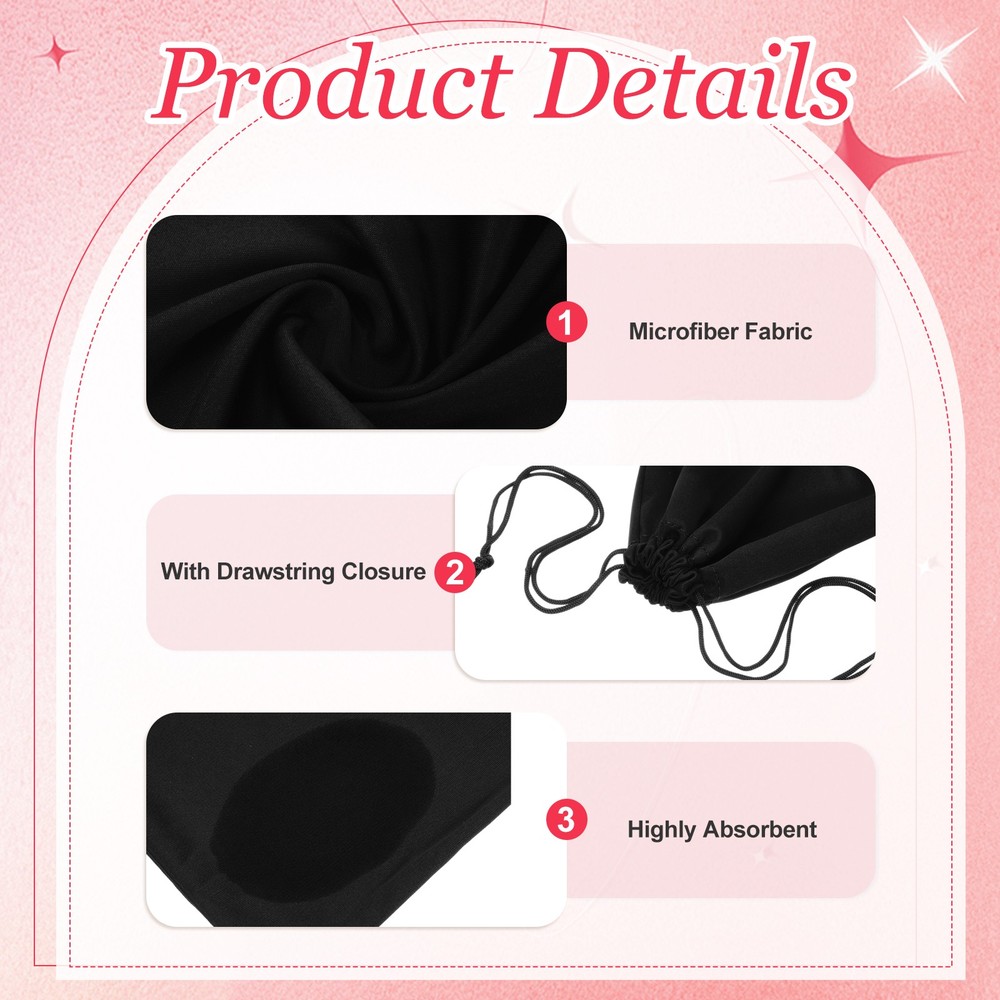 Ski Goggle Bag, Microfiber Bag with Cleaning Cloth 1 Pcs Black