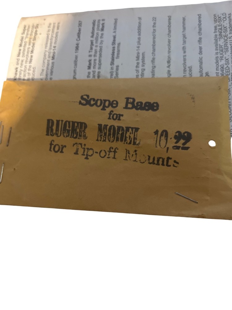 Instruction Manual & Scope Base For Ruger Model 10/22 Carbine