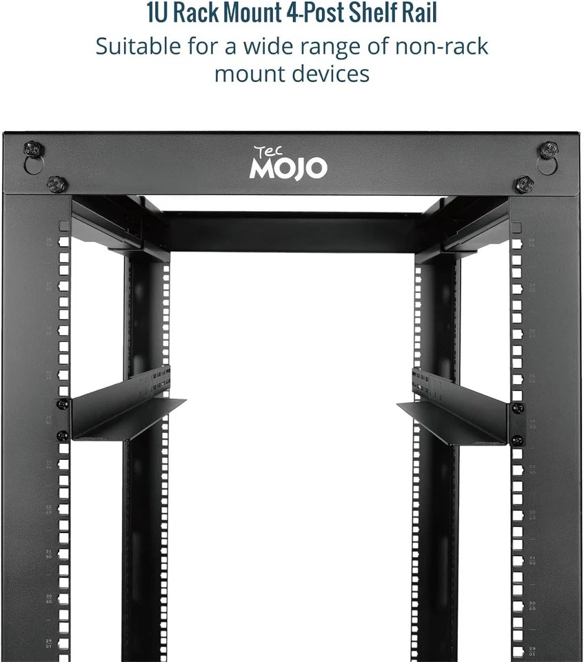 1U Universal Rack Mount Rails,4-Post Server Rack Shelf Rail with 20.9"-32" Adjus