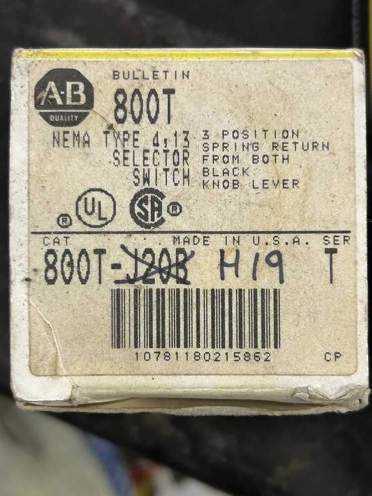 Allen Bradley H19 800T Switch Spring Return New Pre Owned