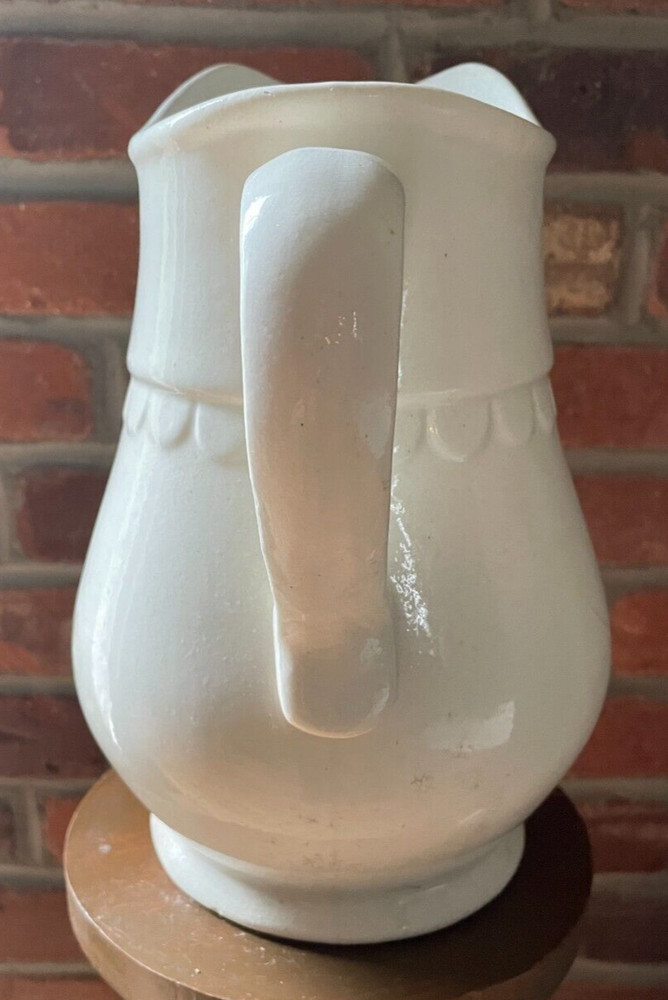 Vintage Off-White Pitcher, 10"H, Leaves