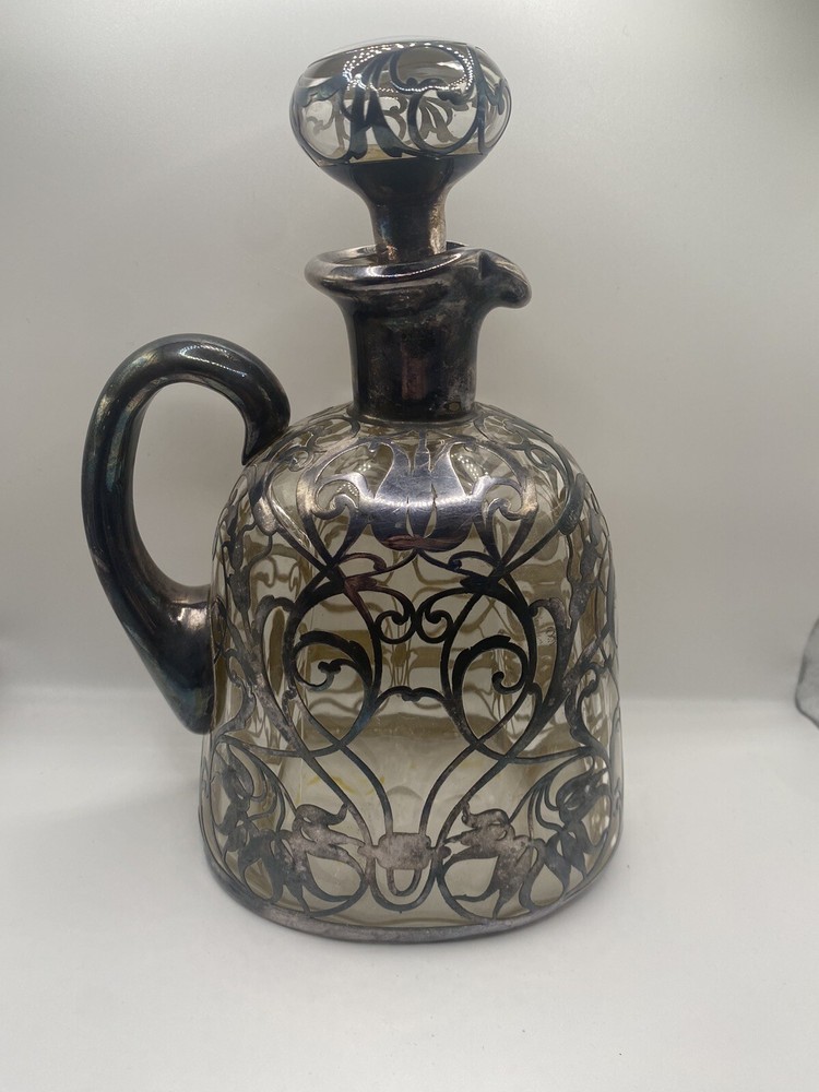 Sterling Fine Overlay Cut Glass Decanter