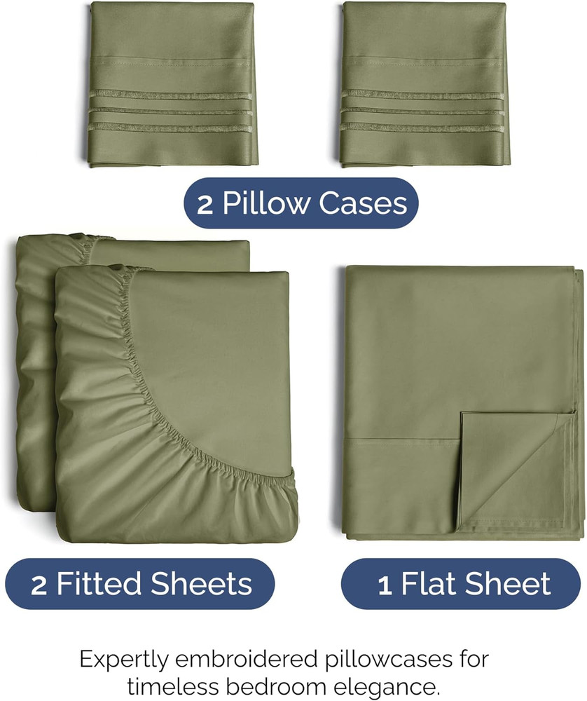 Split King Size 5 Piece Sheet Set - Comfy Breathable & Cooling Bed Sheets Set -