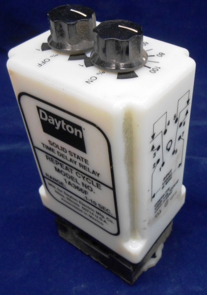 DAYTON, SOLID STATE TIME DELAY RELAY, 1A366F, 0.1 - 10 SEC, 120 VAC 10 AMP