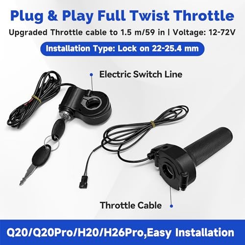Full Twist Throttle Replacement for Ridstar Q20 with Ignition Switch, Plug and