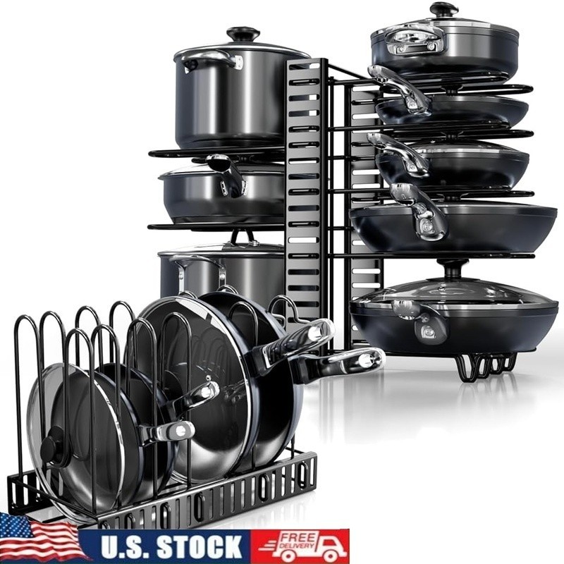 Pots & Pans Organizer Under Cabinet Adjustable Storage Easy Assembly Heavy Duty