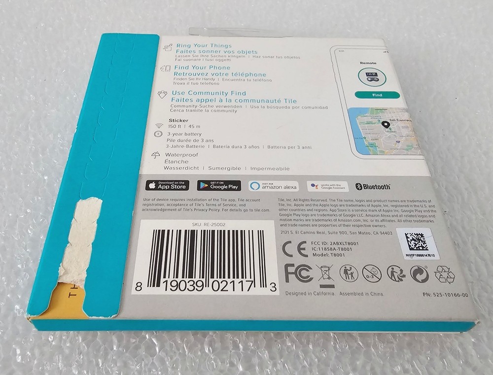 Tile Sticker Bluetooth Tracker Black 2‑Pack New Sealed Packing