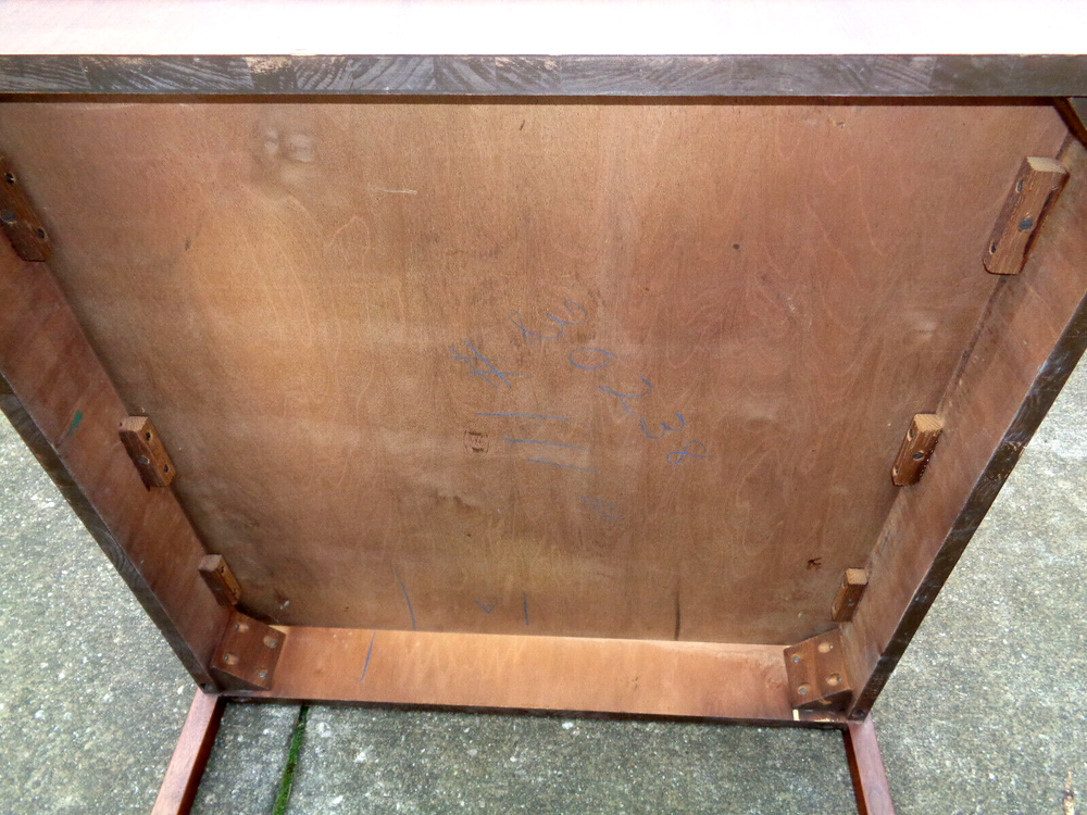 MID CENTURY MODERN WALNUT LARGE SIDE TABLE, COFFEE TABLE, EDWARD WORMLEY? SOLID.