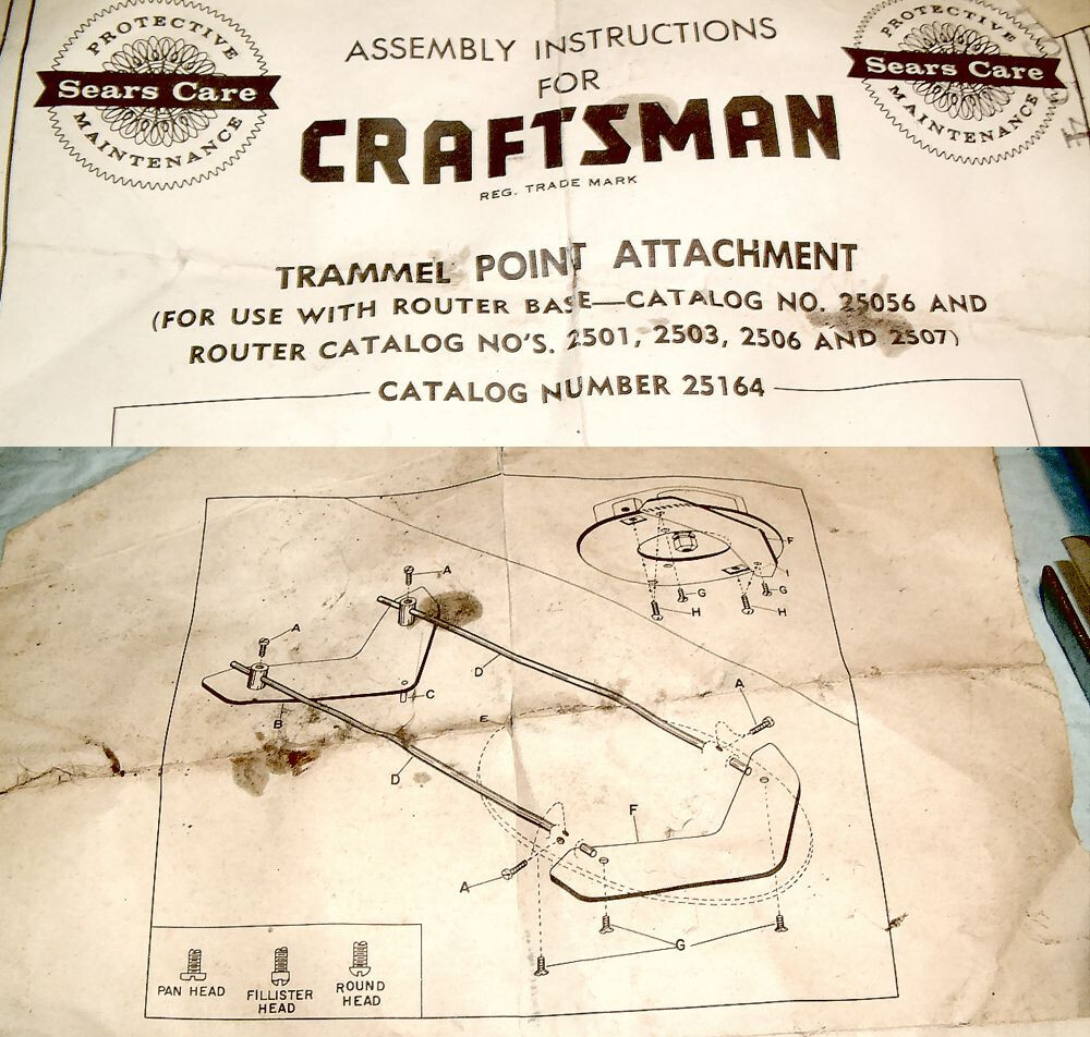 🚨 CRAFTSMAN 🚨 Router Trammel Point Attachment + Butt Hinge Templates