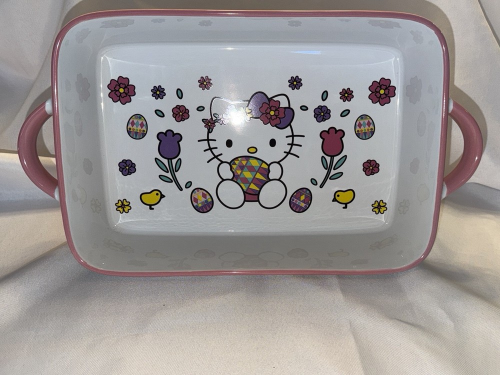 HELLO KITTY Sanrio EASTER Bakeware 8x12 Rectangular Ceramic Baker New (no box)