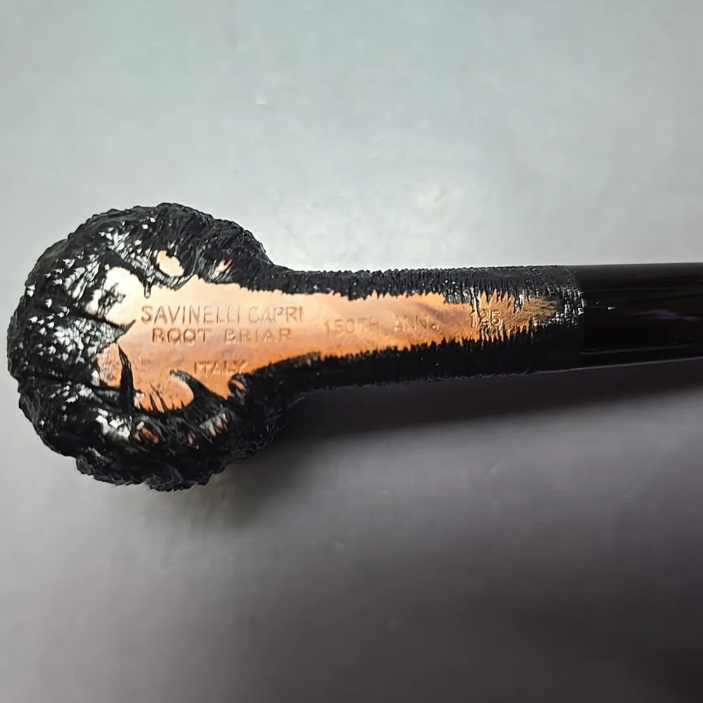 Savinelli 150th Anniversary Capri Root Briar 125 Rustic Billiard Briar Pipe, New