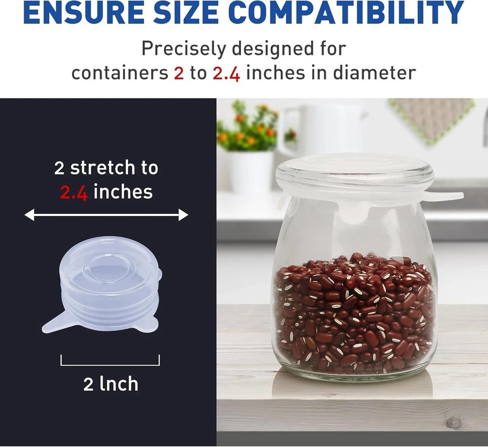 Extra Small Silicone Stretch Lids 2 Inch Reusable Jar 2 inch, clear