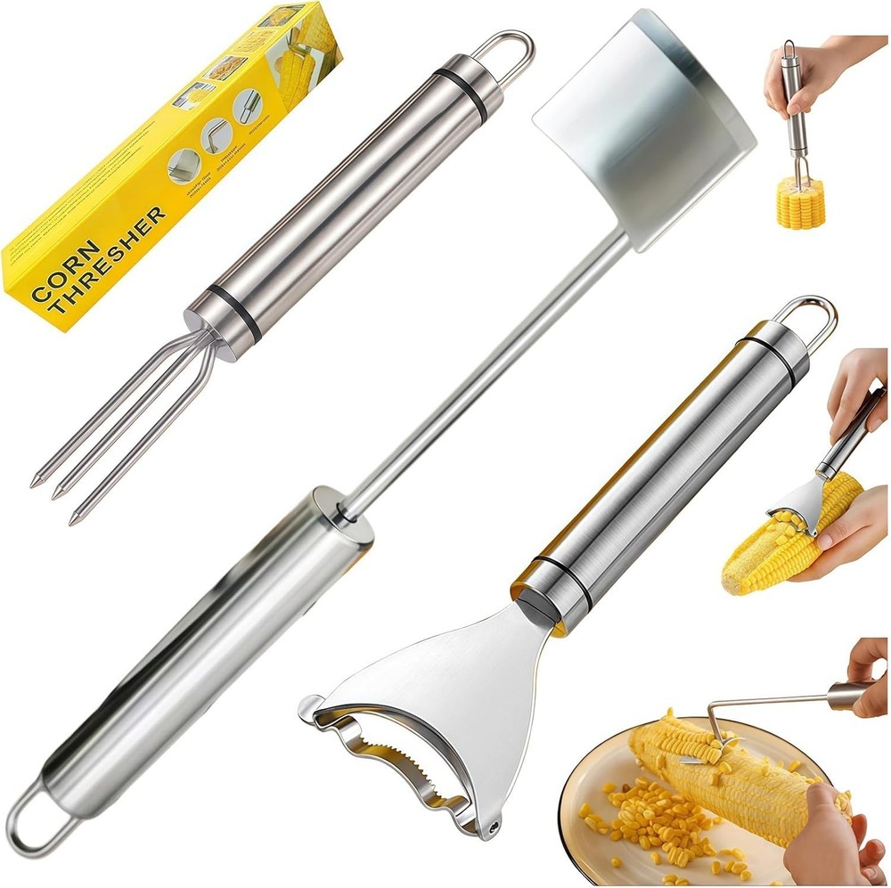 3x Corn Cob Peeler Stainless Steel Thresher Stripper Remover Kitchen Cutter Tool