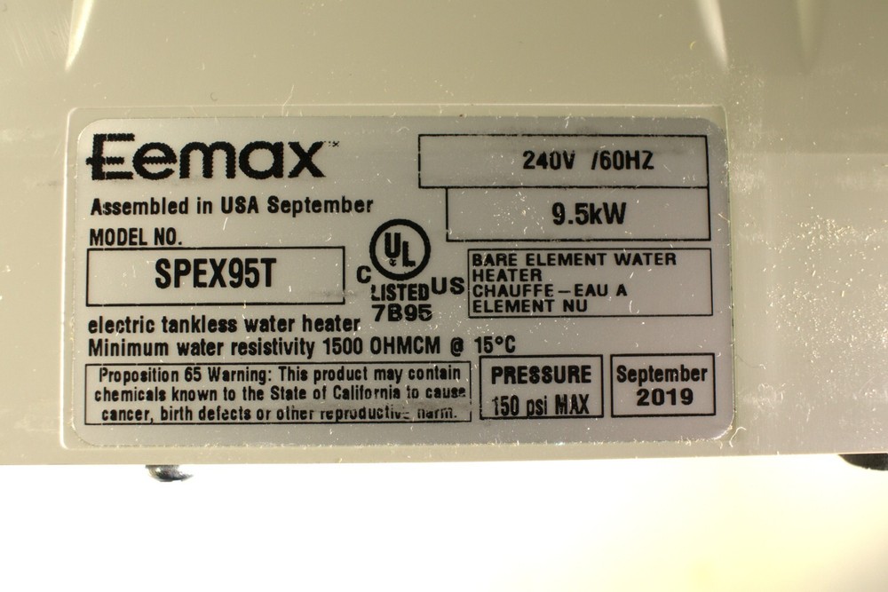 Eemax EX95T Thermostatic Electric Instantaneous (tankless) Water Heater