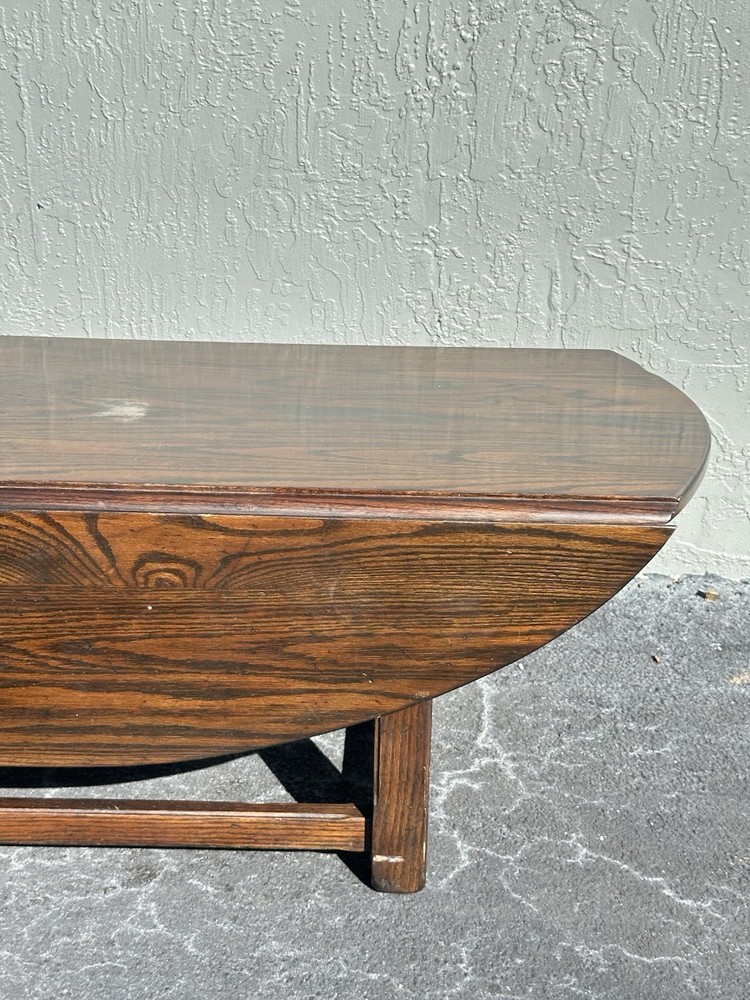 Vintage Cushman Classics Drop-Leaf Oval Coffee Table – Solid Oak