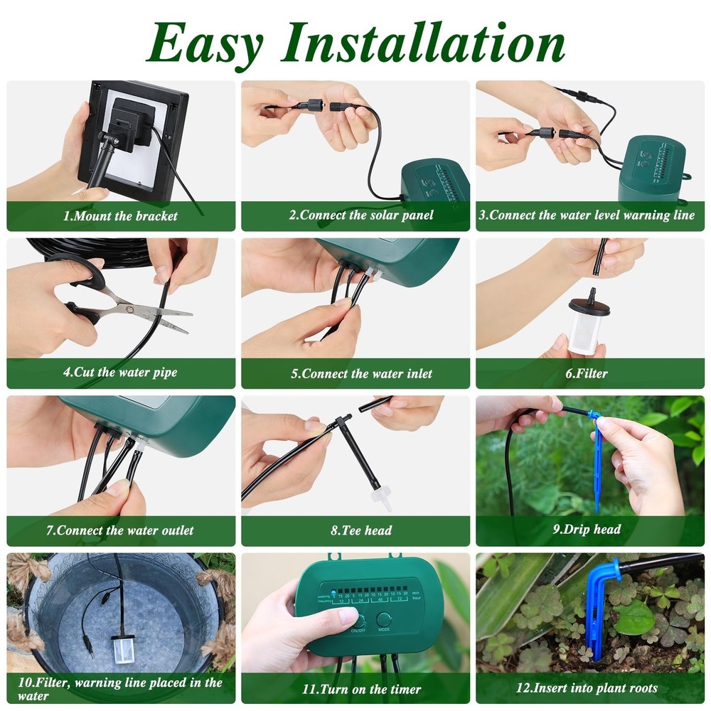 Solar Automatic Watering Kit for Garden, Automatic Drip Watering System with ...