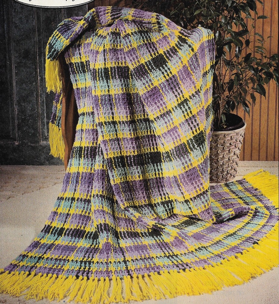 Plaid Afghan crochet pattern instructions