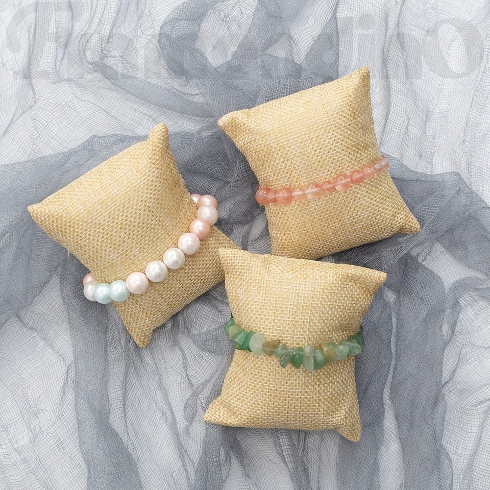 12 Pack Linen Bracelet Watch Cushion Pillows for Bangle Display Showcase