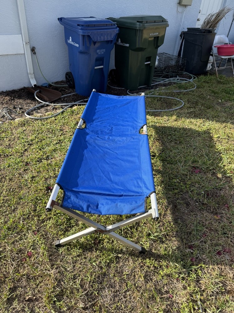 Variety Portable Folding Camping Cot – Blue Aluminum Bed