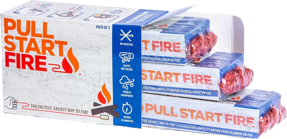 Pull Start Fire String Firestarter | No Matches Required, 3 Count, White