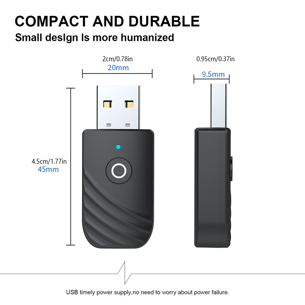 Universal 3in1 Wireless USB Bluetooth 5.0 Audio Transmitter Receiver AUX Adapter