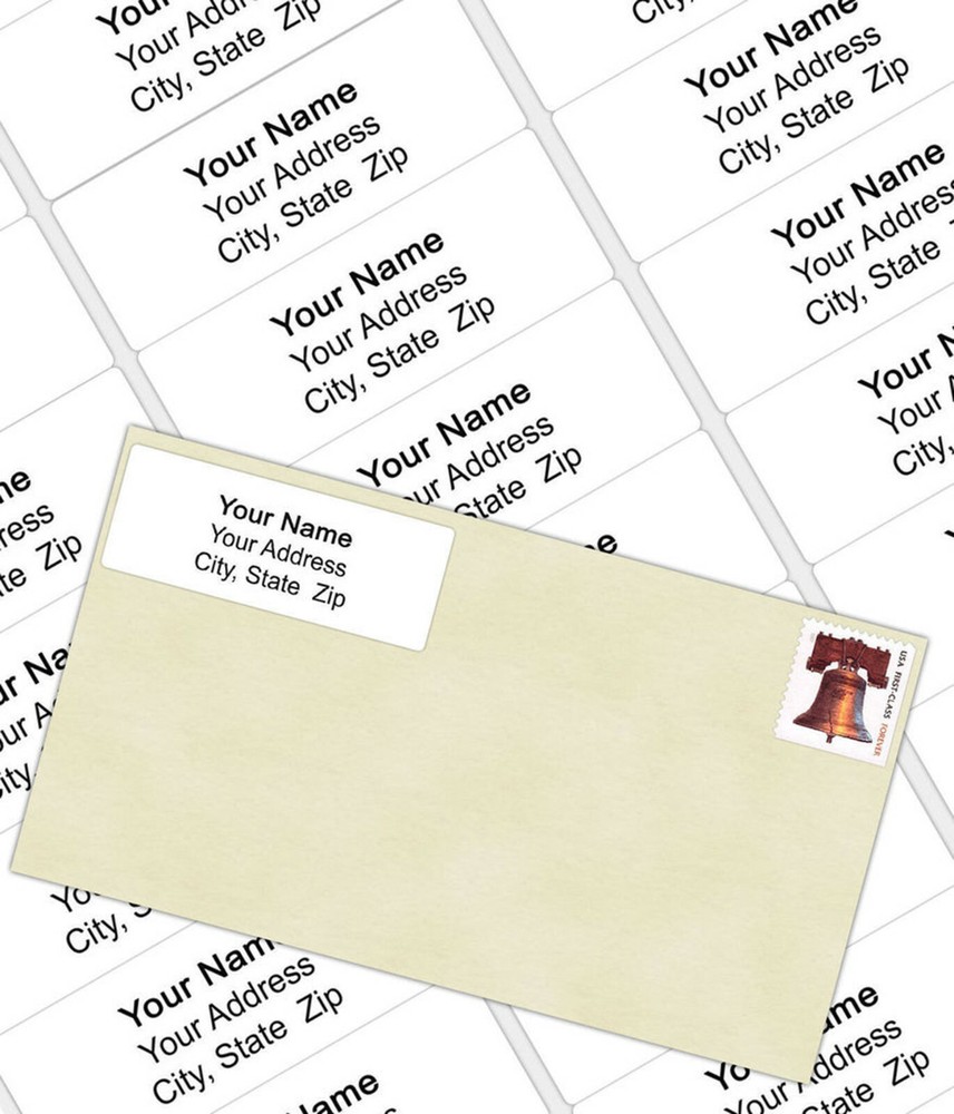 Sheet of 30 Personalized Plain Peel & Stick Printed Return Address Labels
