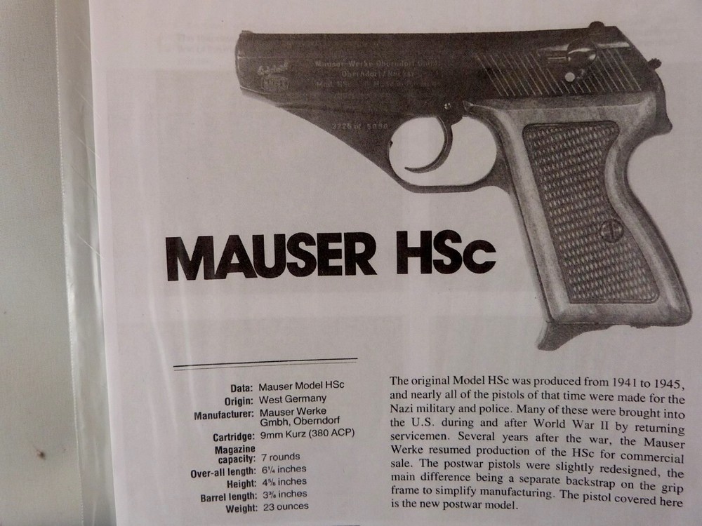 MAUSER HSc HAND GUN BREAK DOWN INSTRUCTION KIT