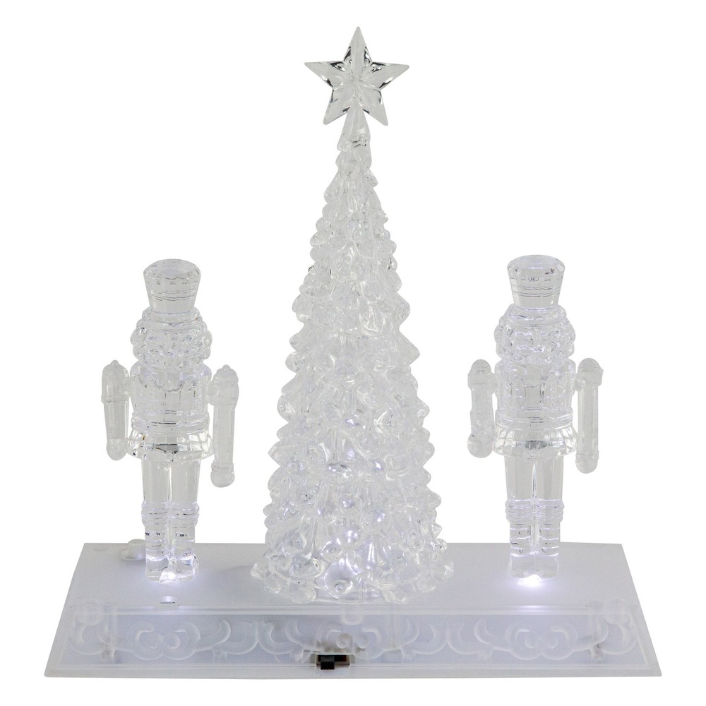Northlight 9" LED Lighted Icy Crystal Nutcracker and Christmas Tree Decoration