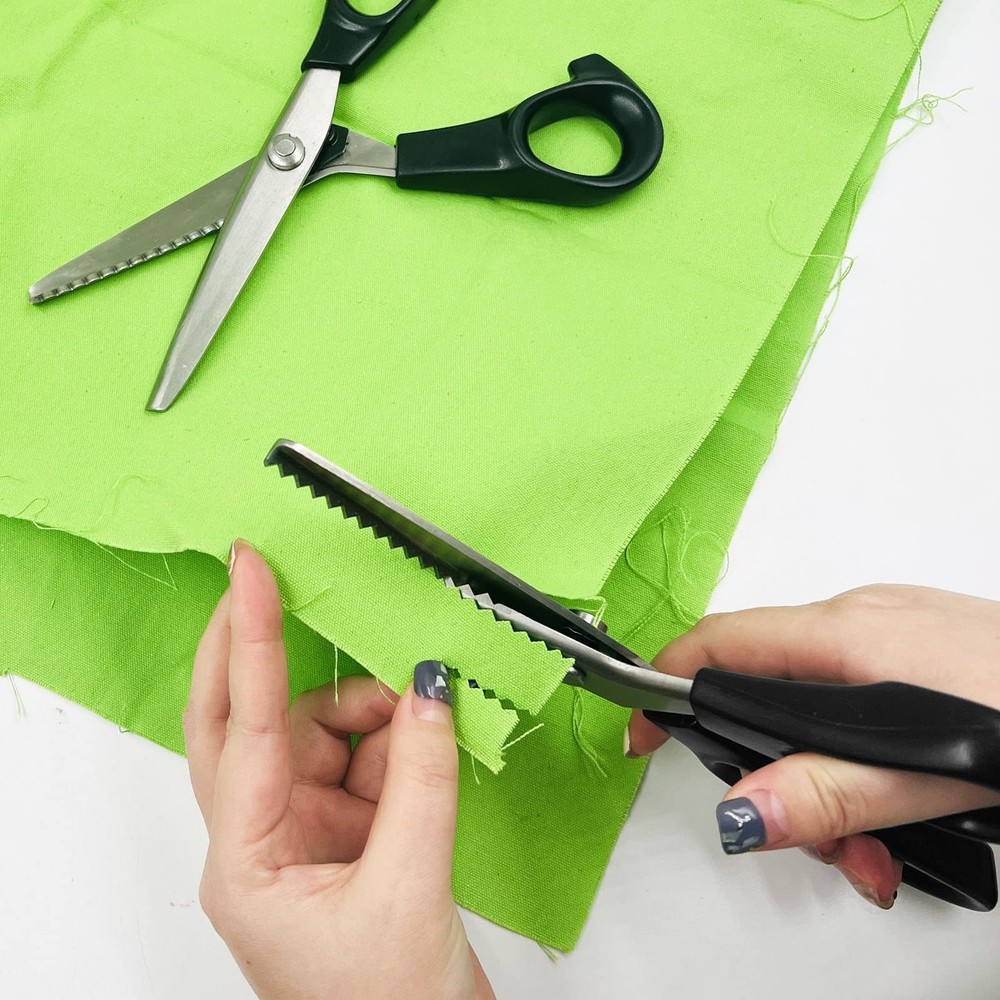 Pinking Shears Zig Zag Scissors For Fabric Leather Triangular Rounded 2 Models