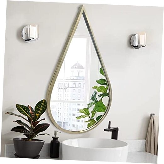 Wall Mirror Decorative Mirrors Mounted Decor Tear Drop Shape Wall-Mounted Gold