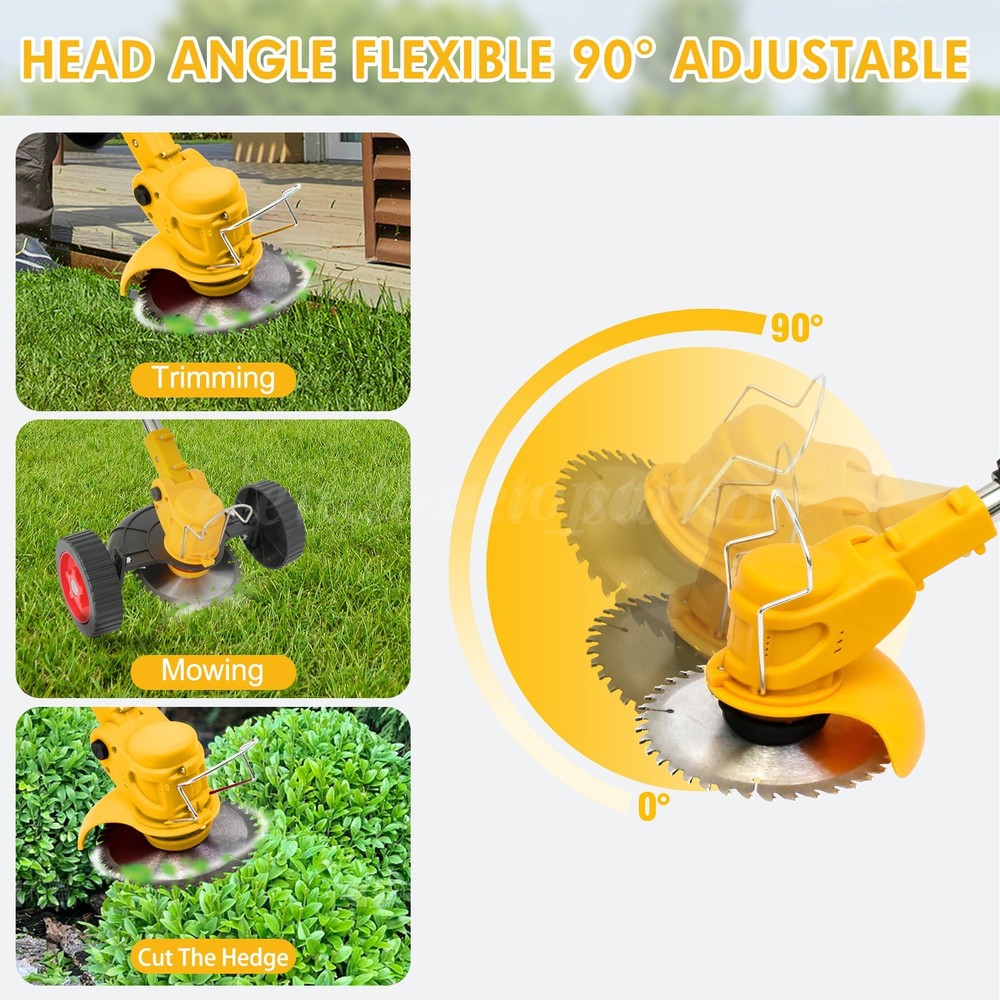Electric Weed Wacker Cordless String Trimmer 3 Types Blades Lightweight 2Battery