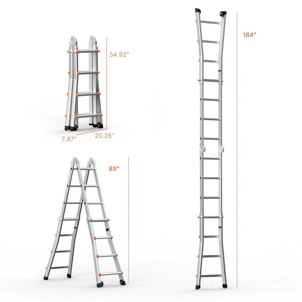 Telescoping Ladder A Frame Compact Aluminum Extension Ladder Multi-Function