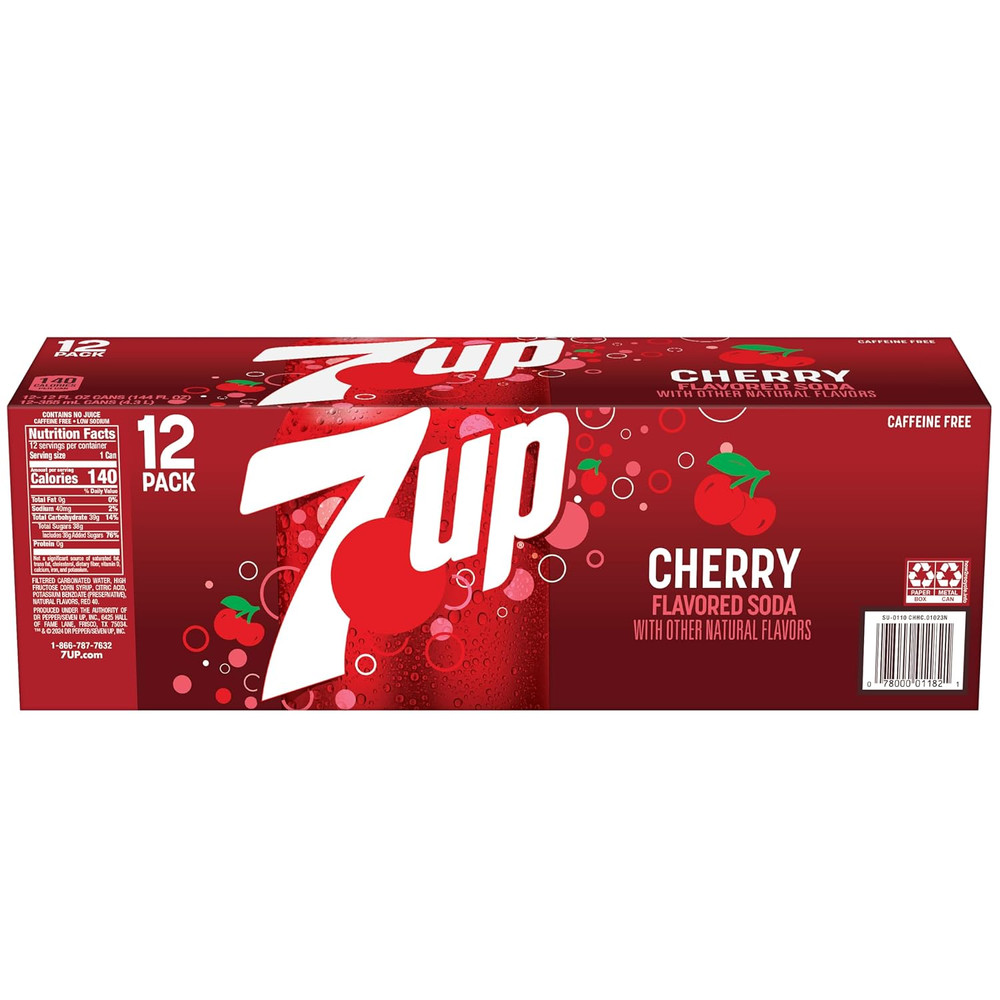 7UP Cherry Flavored Soda, 12 Fl Oz Cans, 12 Pack