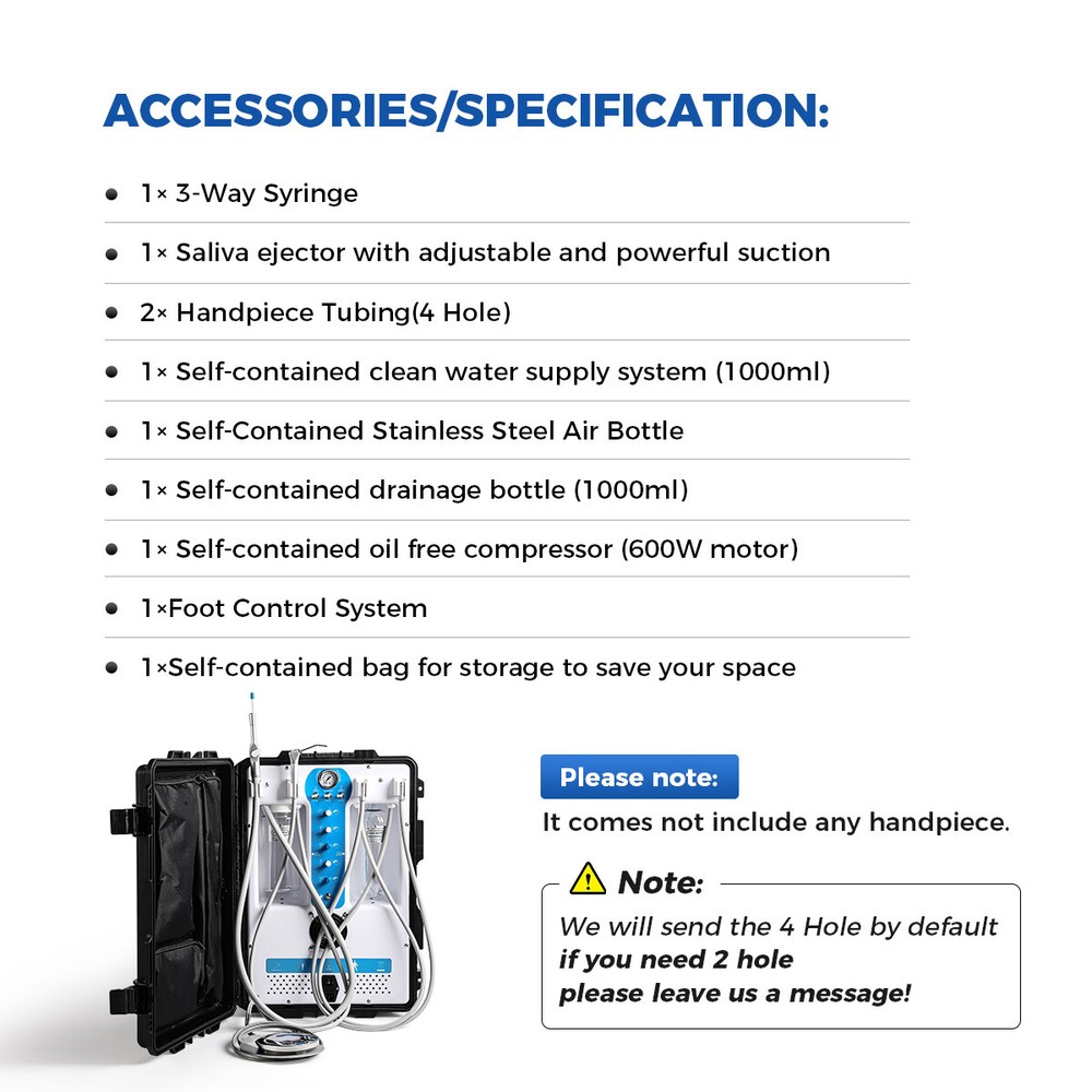 Portable Dental Delivery Unit Mobile System Suction Air Compressor Motor/Chair