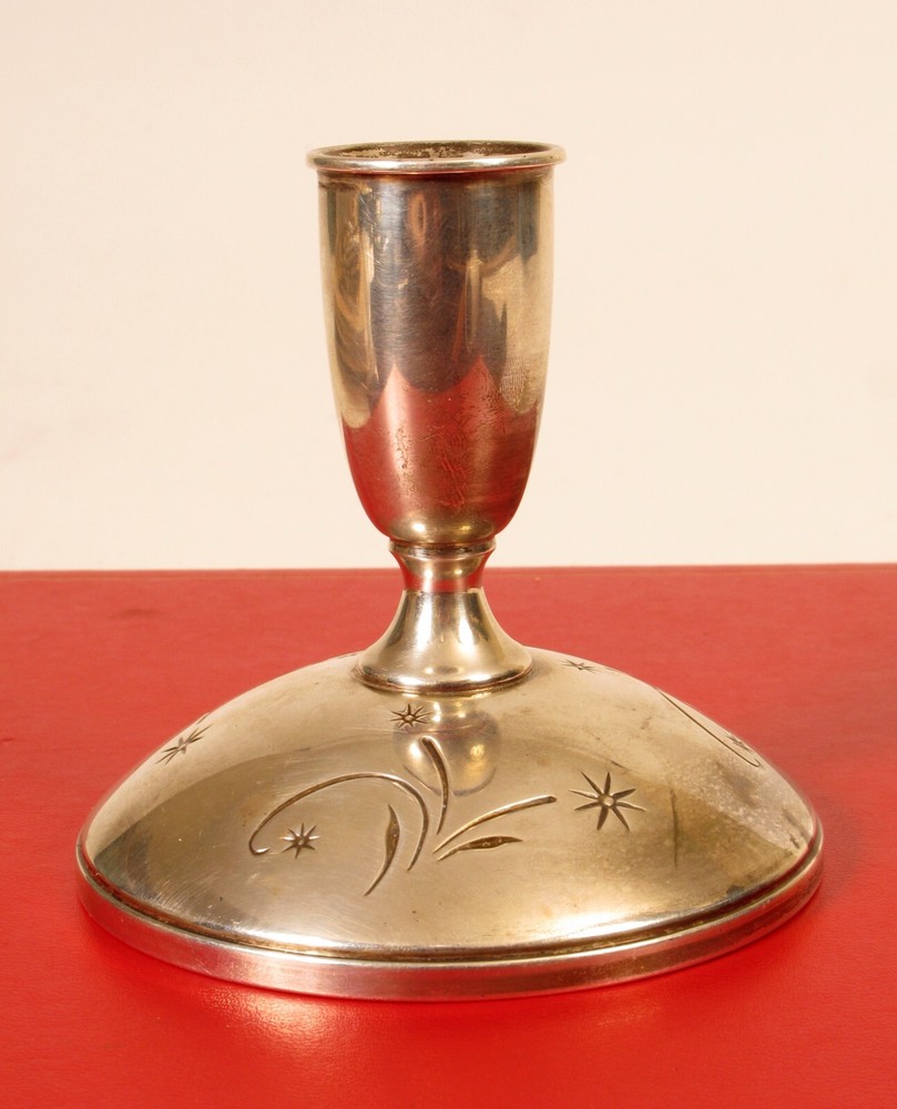 STUNNING VINTAGE GORHAM QUALITY SINGLE STERLING SILVER ENGRAVED CANDLESTICK NICE